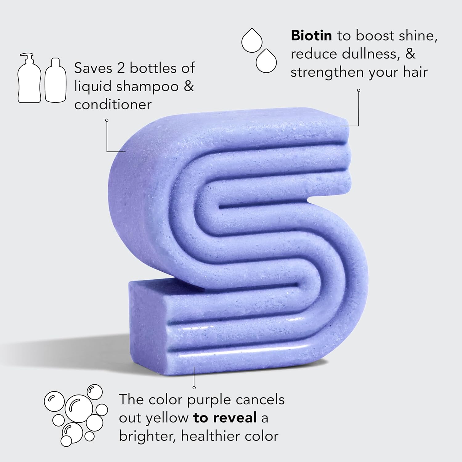 Kitsch Toning Purple Shampoo For Blondes & Color Treated Hair - Shampoo Bar For Women and Men - Biotin Shampoo for Strengthening & Neutralizing Brassy Tones - Vegan, Silicone & Sulfate Free - 3.2 oz - Image 6