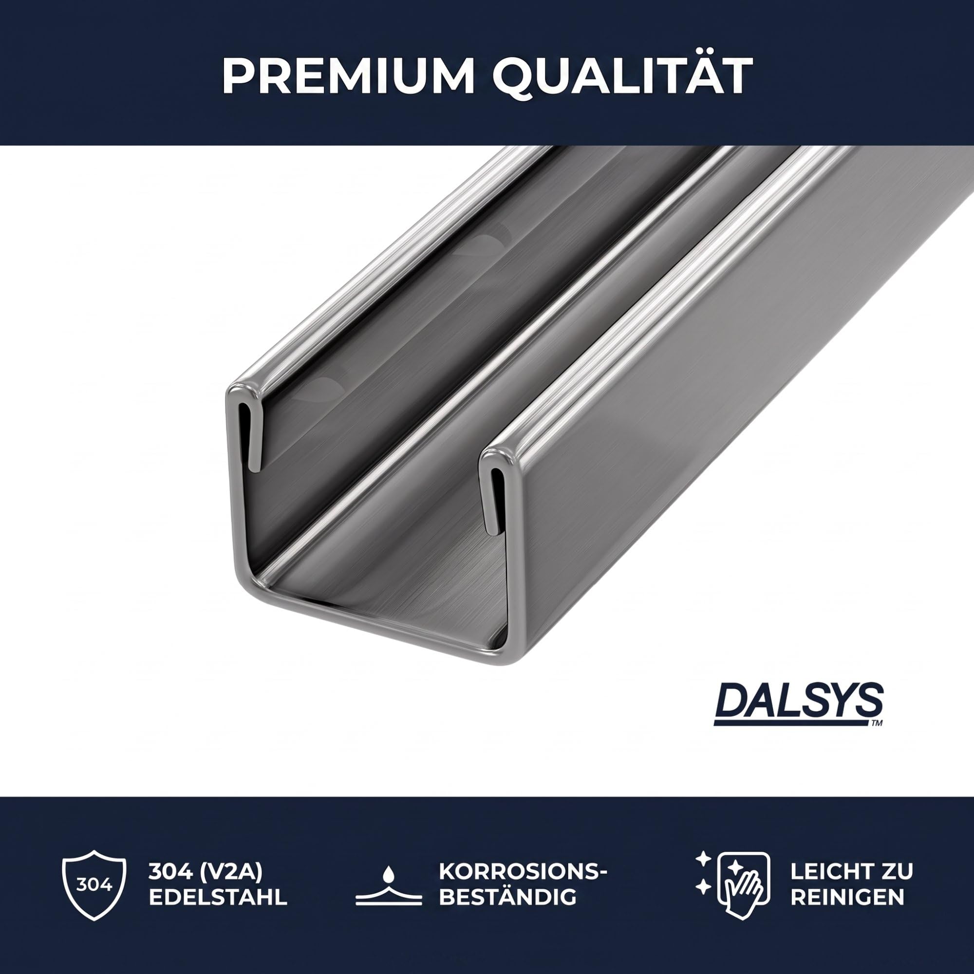 Profilo di raccordo a parete con guida per vetro 200cm x 12mm x 11mm | Profilo a U in acciaio inossidabile, per lastre di vetro da 8mm, supporto parete doccia, fissaggio a parete vetro