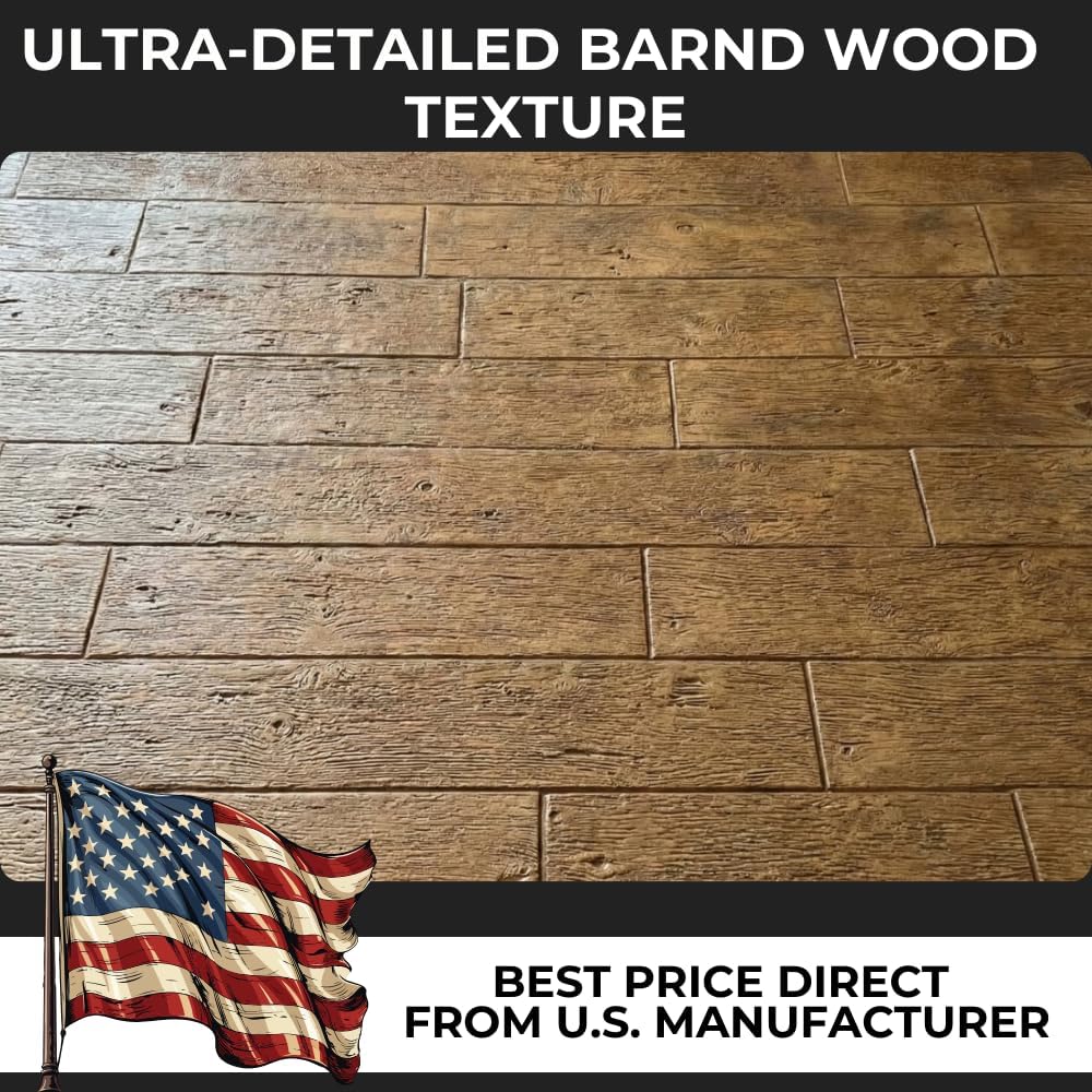 9" Classic Barn Wood Plank Textured Concrete Stamp 24" x 9" – Made in USA – Professional Flexible Durable Polyurethane Mat for Patio, Walkway & Driveway SM 5600/F
