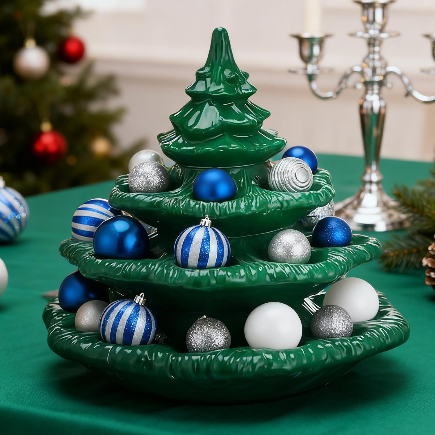 Deviled Egg Christmas Tree, Creative Christmas Tree Deviled Egg Platter, Decorative Xmas Tree Shaped Platter for Deviled Eggs, Reusable Festive Centerpiece for Holiday Parties (Green)