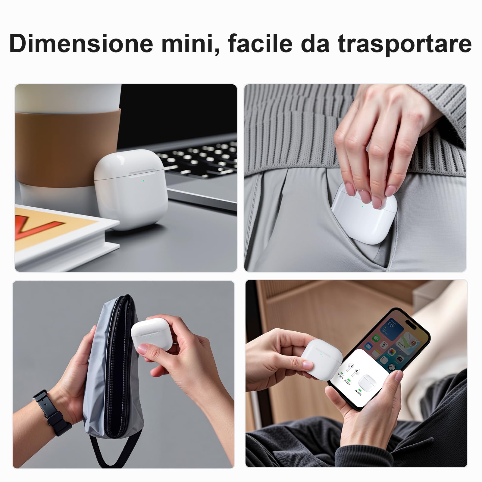 Uluck Custodia di ricarica wireless compatibile con AirPods 4, ricambio originale, pulsante di sincronizzazione di accoppiamento Bluetooth