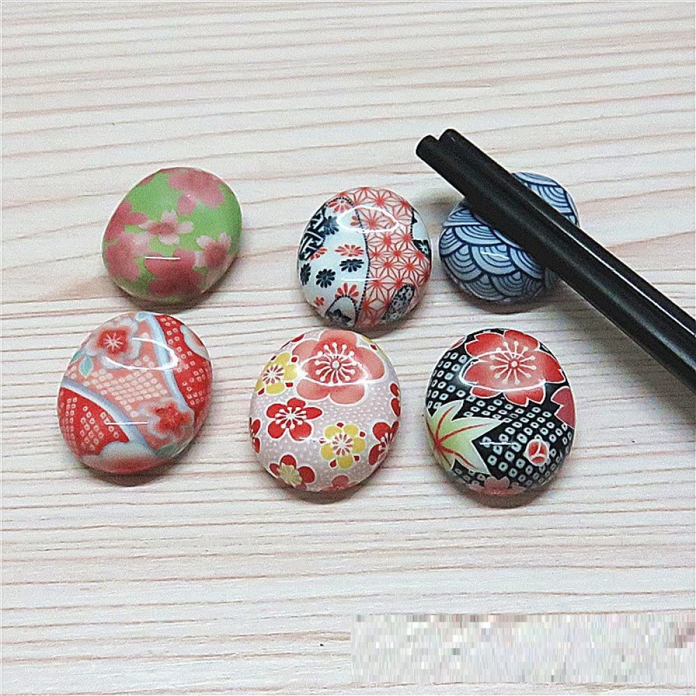 qbodp 6 Pack Colorful Chopstick Rests Set,Japanese Style Ceramic Chopsticks Holder for Spoon Fork Chopsticks,Home Decor Crafts Ornaments
