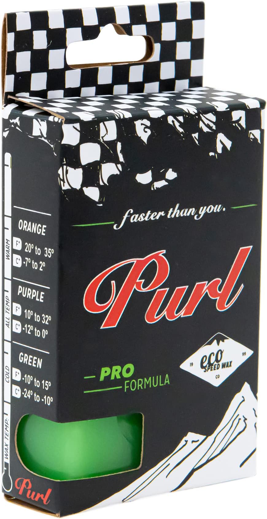 PRO Ski & Snowboard Wax- Competition Wax - Race Wax (PRO Green/Cold: -10°F to 15°F)