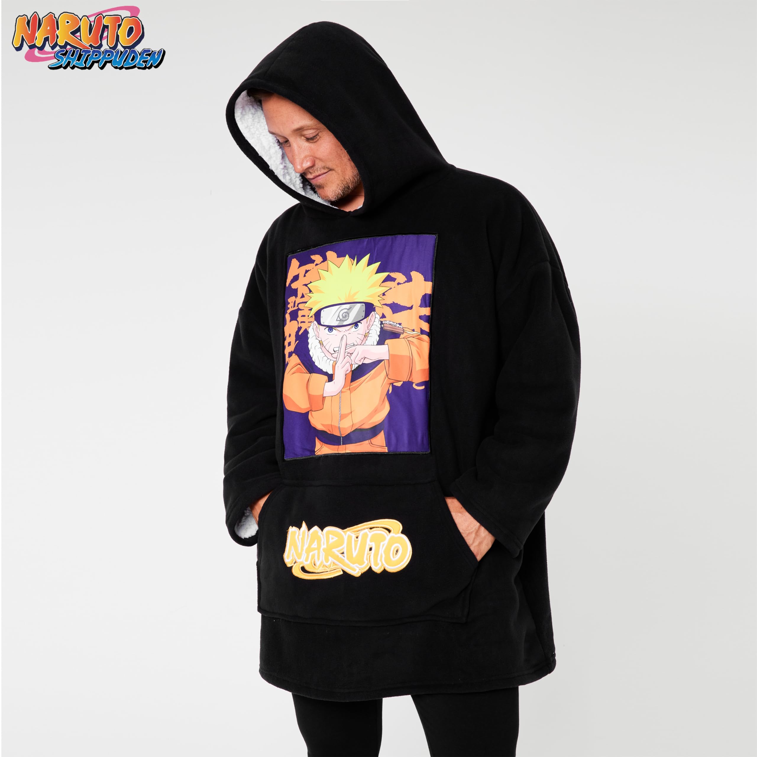 Naruto Felpa Coperta con Cappuccio Uomo - Felpe Oversize di Pile Blanket Hoodie Taglia Unica Gadget Ufficiale