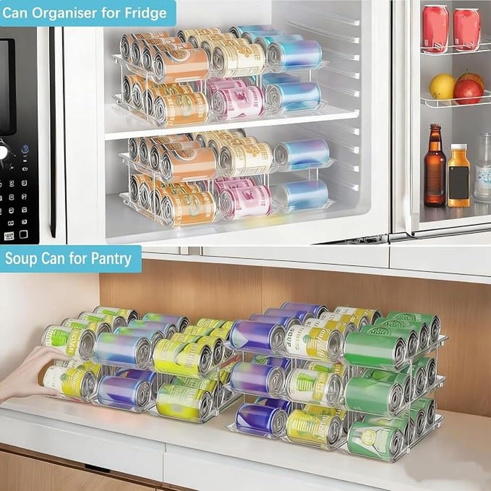 Étagère empilable Transparente pour canettes de,Clear 3Tier