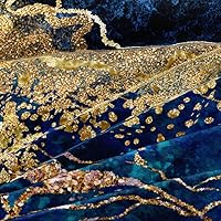 Vista 6 de Juego de funda de edredón de mármol azul real, tamaño Queen, fundas de edredón de lentejuelas doradas con 2 fundas de almohada, transpirable