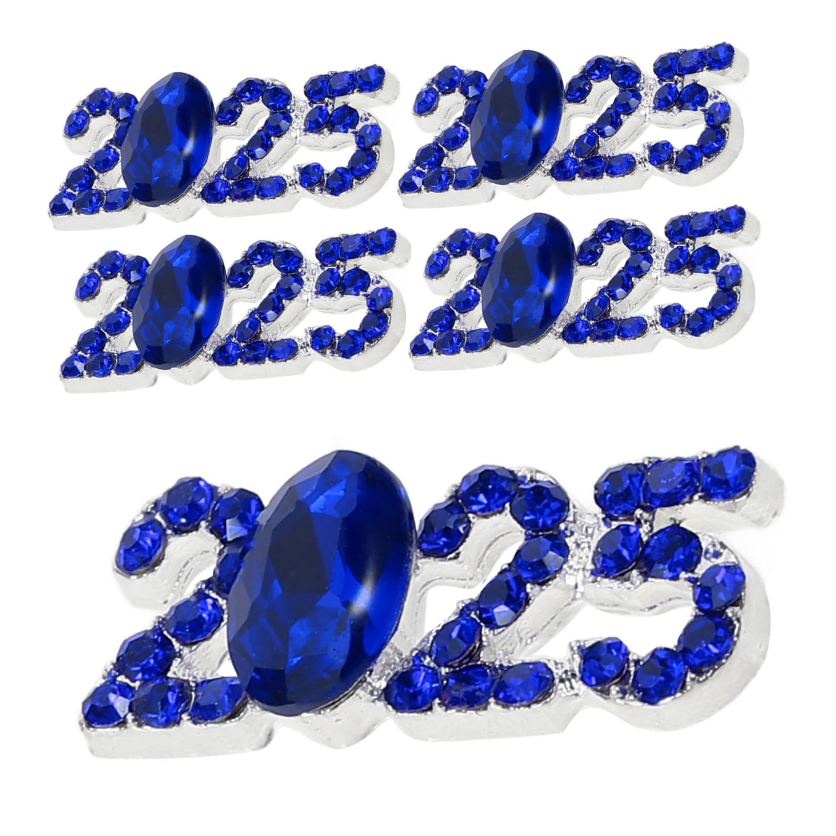 DOITOOL 5pcs 2025 Accessories Tips Pink Fashion Nail Art Hello Nail Gems Studs Decorations 2025 Nail Rhinestones Nails Number Nail Charms Delicate Cute Holographic Designs Women Alloy Blue