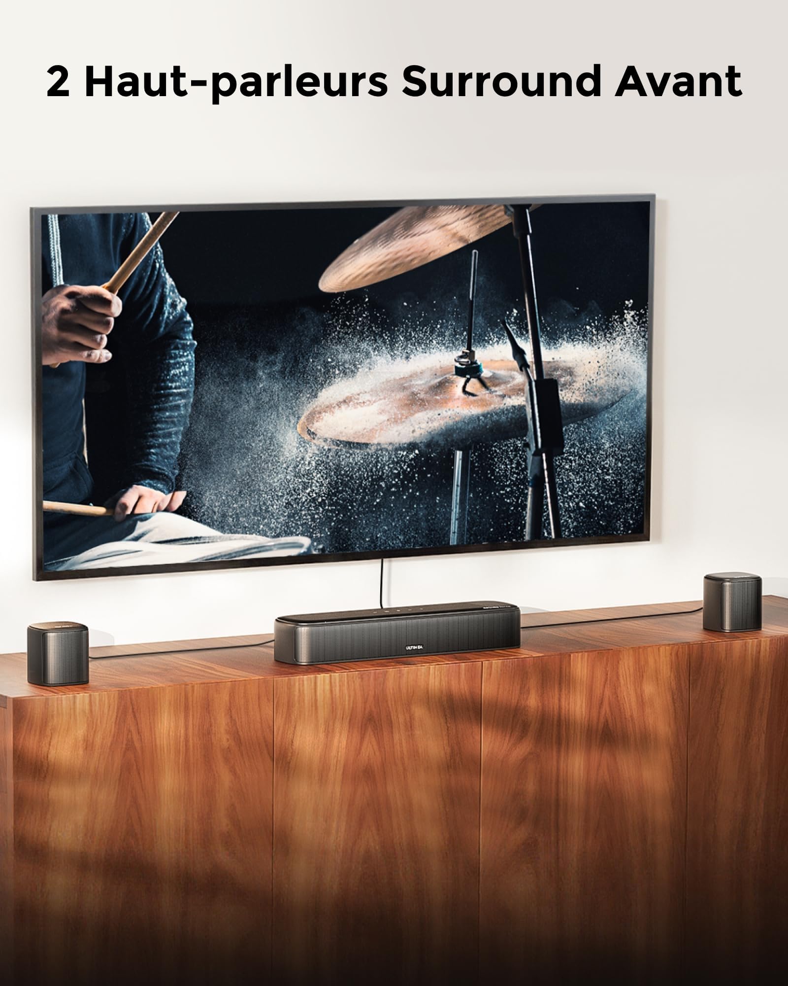 ULTIMEA 7.1 Canaux Barre de Son avec Dolby Atmos, Système de Son Surround avec 4 Haut-parleurs Surround, Barre de Son TV avec APP, Soundbar avec Caisson de Basses pour Home Cinéma, HDMI eARC, Aura A60