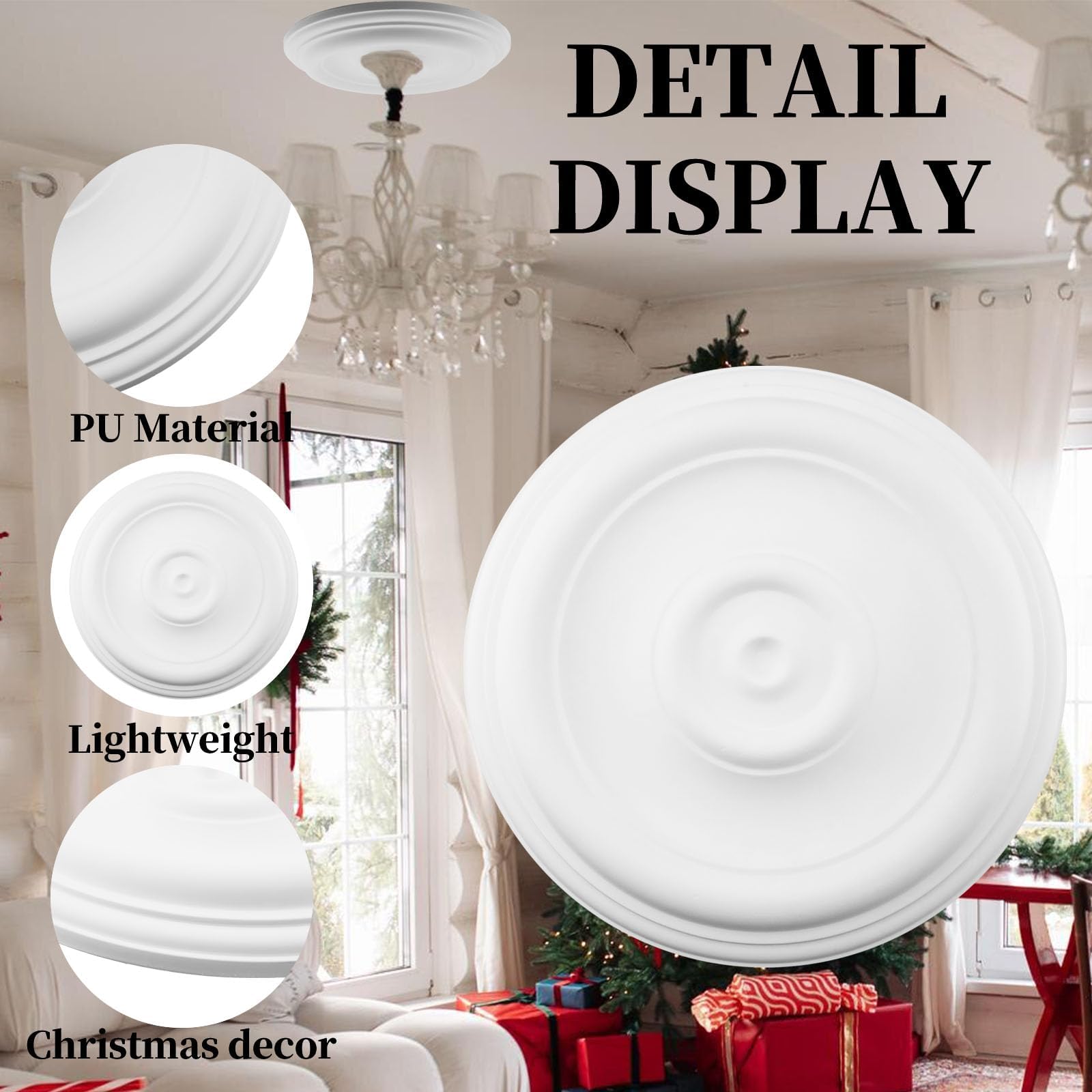 Wealrit White Decorative Round Ceiling Medallion 1PCS, 12" OD — Amazon image 7