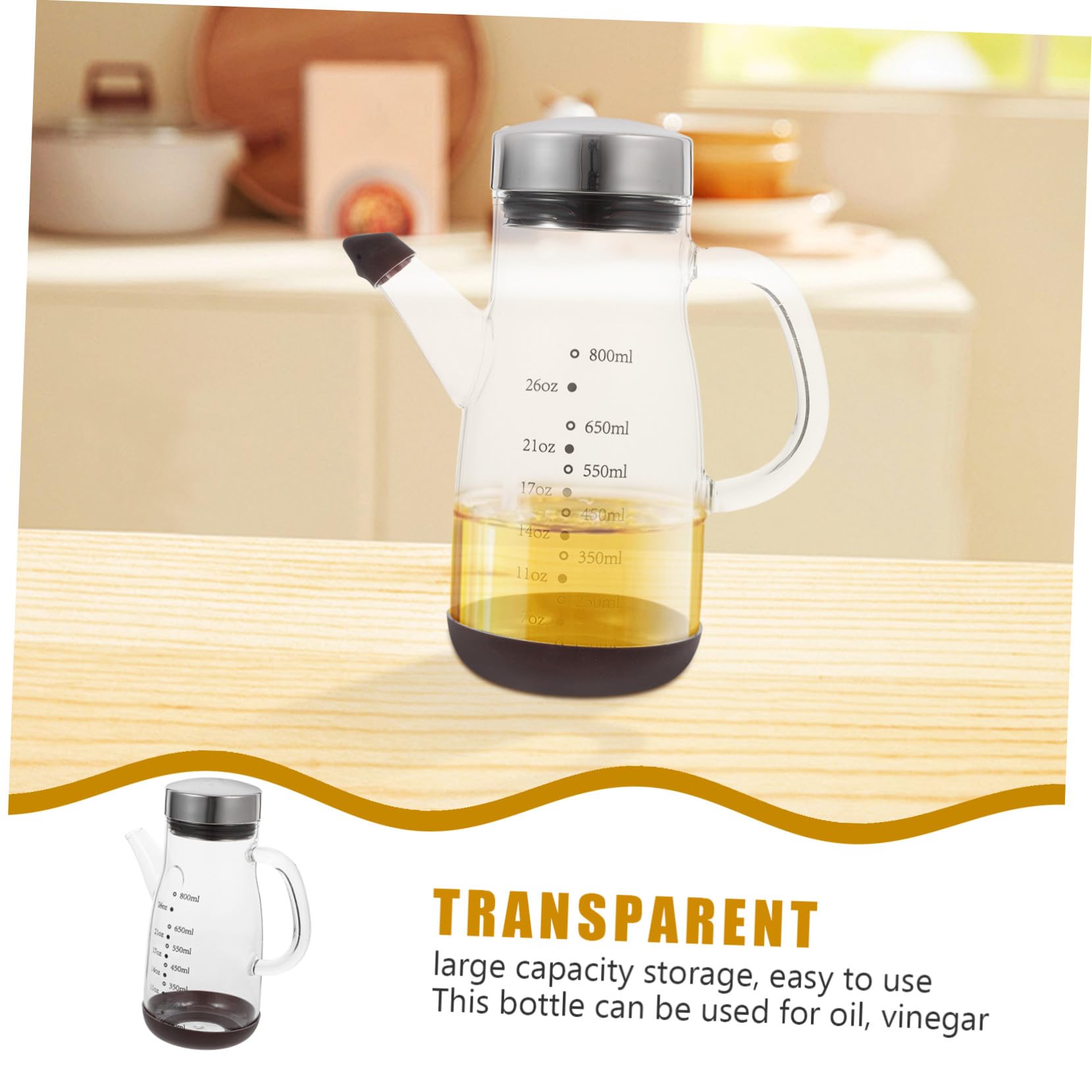 Alipis Aceitera de Vidrio Transparente Gran Capacidad Botella Dispensadora de Aceite para Cocina para Almacenar Aceite Vinagre o Otras Salsas la Mesa Cocina