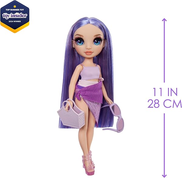 RAINBOW HIGH Swim & Style - Violet (Violet) - Poupée de 28 cm avec Paréo Chatoyant à Porter de Plus de 10 Façons - Maillot de Bain, Sandales, Accessoires - Jouet pour Enfant - pour Les 4-12 Ans - 3