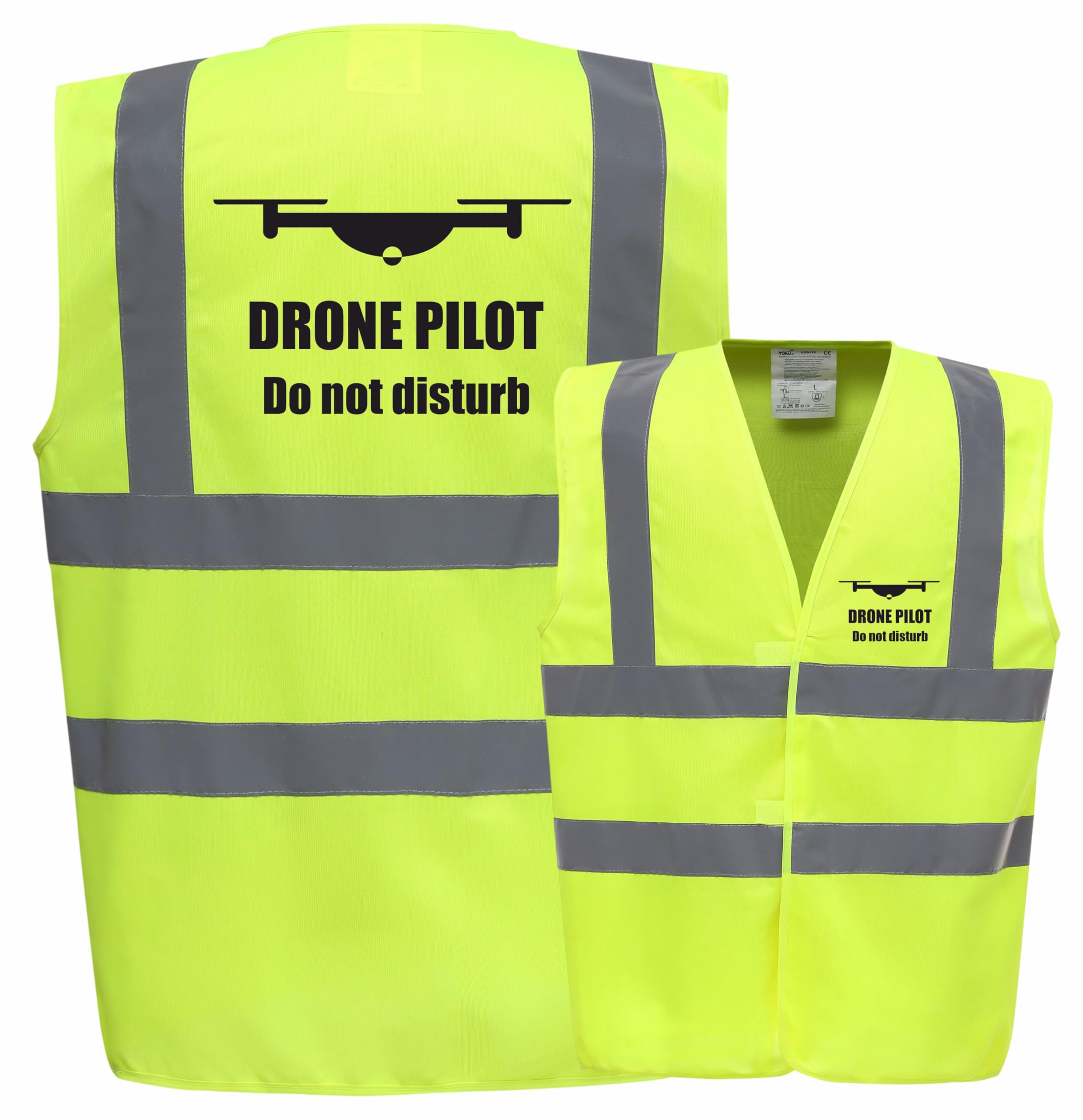 Drone Pilot Do Not Disturb Printed Yellow Vest, Aerial Photography, Events, Medium