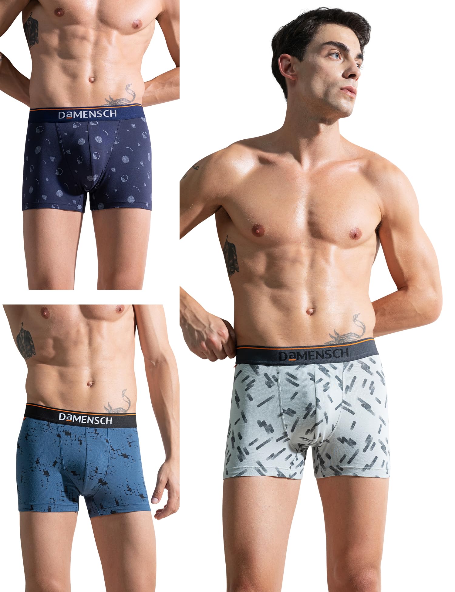 DAMENSCHMen's Cotton Blend Trunks (Pack of 3) (DAM-CTP-T-BLB-SOG-NVP-PACK-3-XL_Blue Buzz, Stroke Grey, Navy Pixels_XL), Blue Buzz,Stroke Grey,Navy Pixels_XL, 5