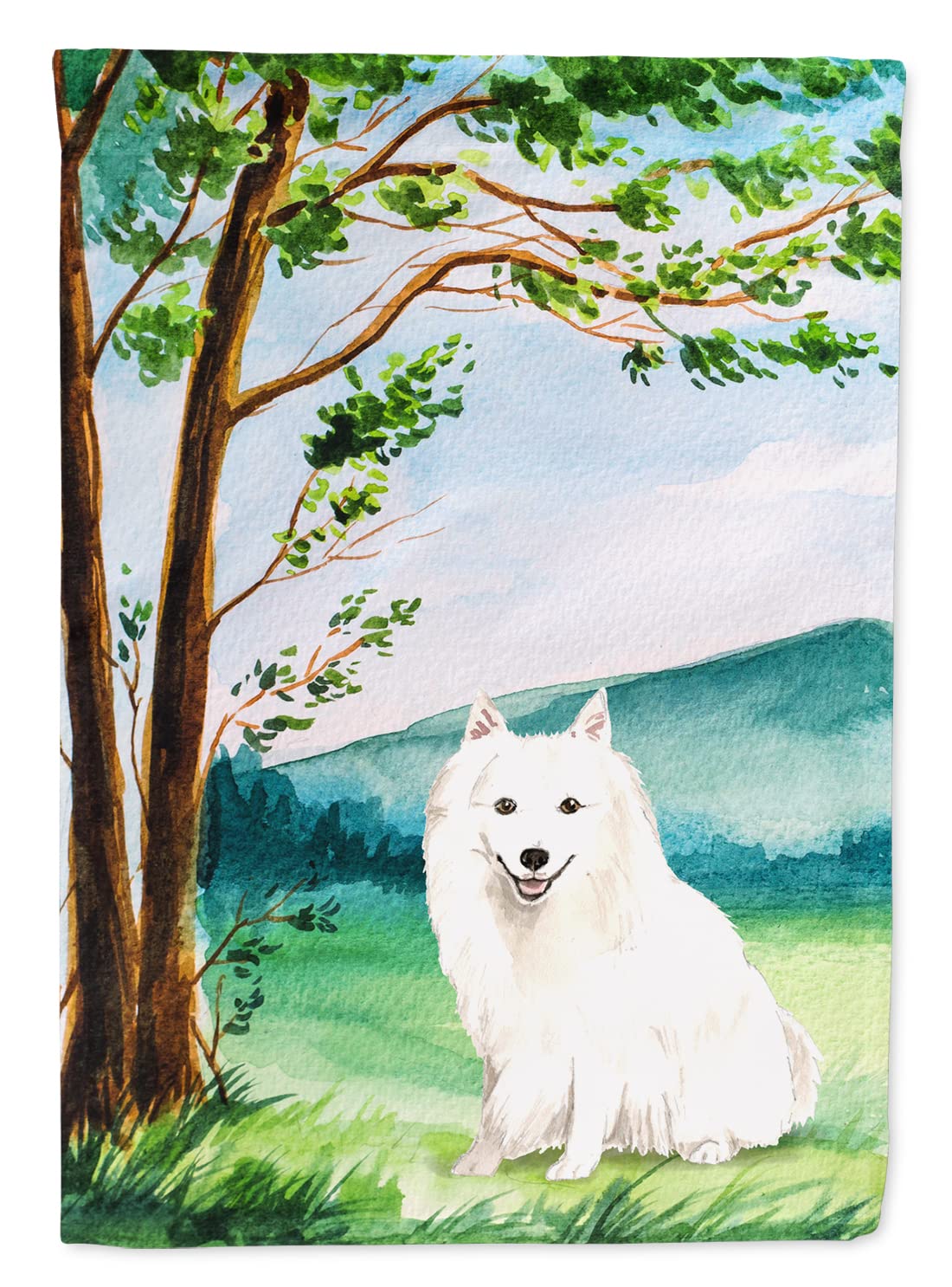 Drapeau Japanese Spitz de prestige, toile canvas Caroline's Treasures CK2569CHF grand format