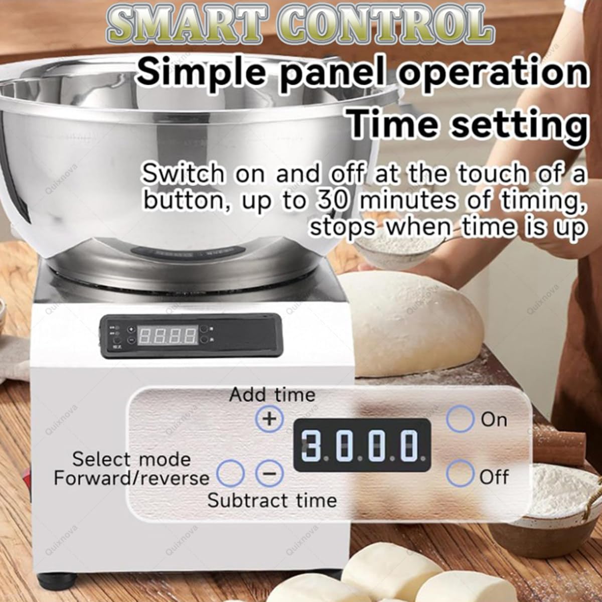 Impastatrice Commerciale a Spirale elettrica da 5 kg/8 kg, 1800 W/2200 W, Doppia Macchina impastatrice Rotante in Acciaio Inox con Coperchio e Timer per ristoranti, pizzerie e panetterie 8kg