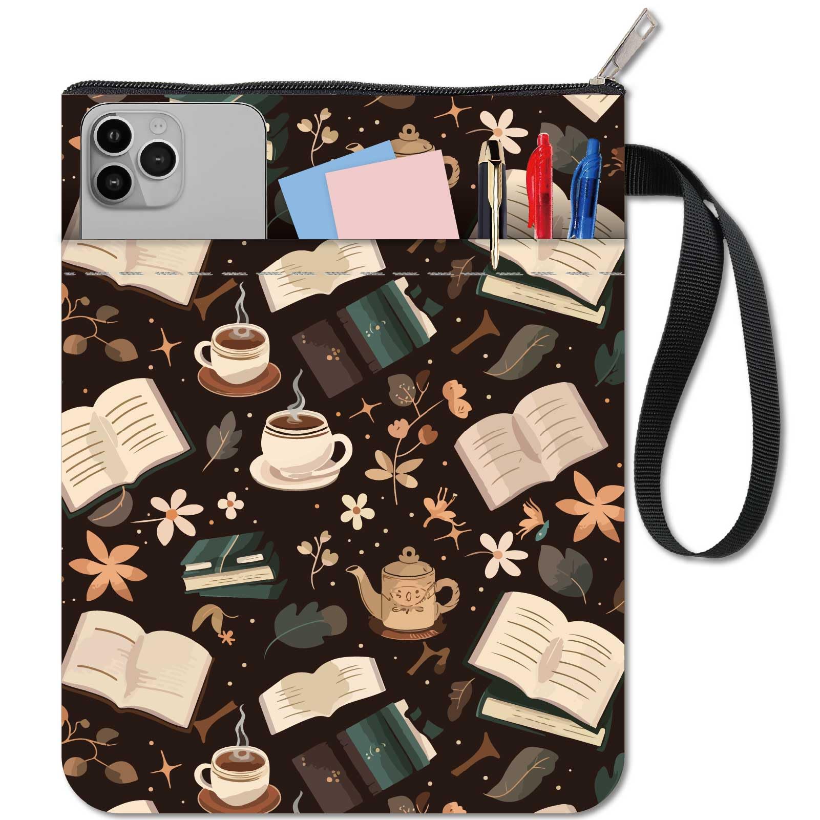 Funda De Tela Lavable Para Libros Con Diseño De Flor De Cerezo - Con Cremallera Y Bolsillo Extra, Protege Tus Libros Del Polvo