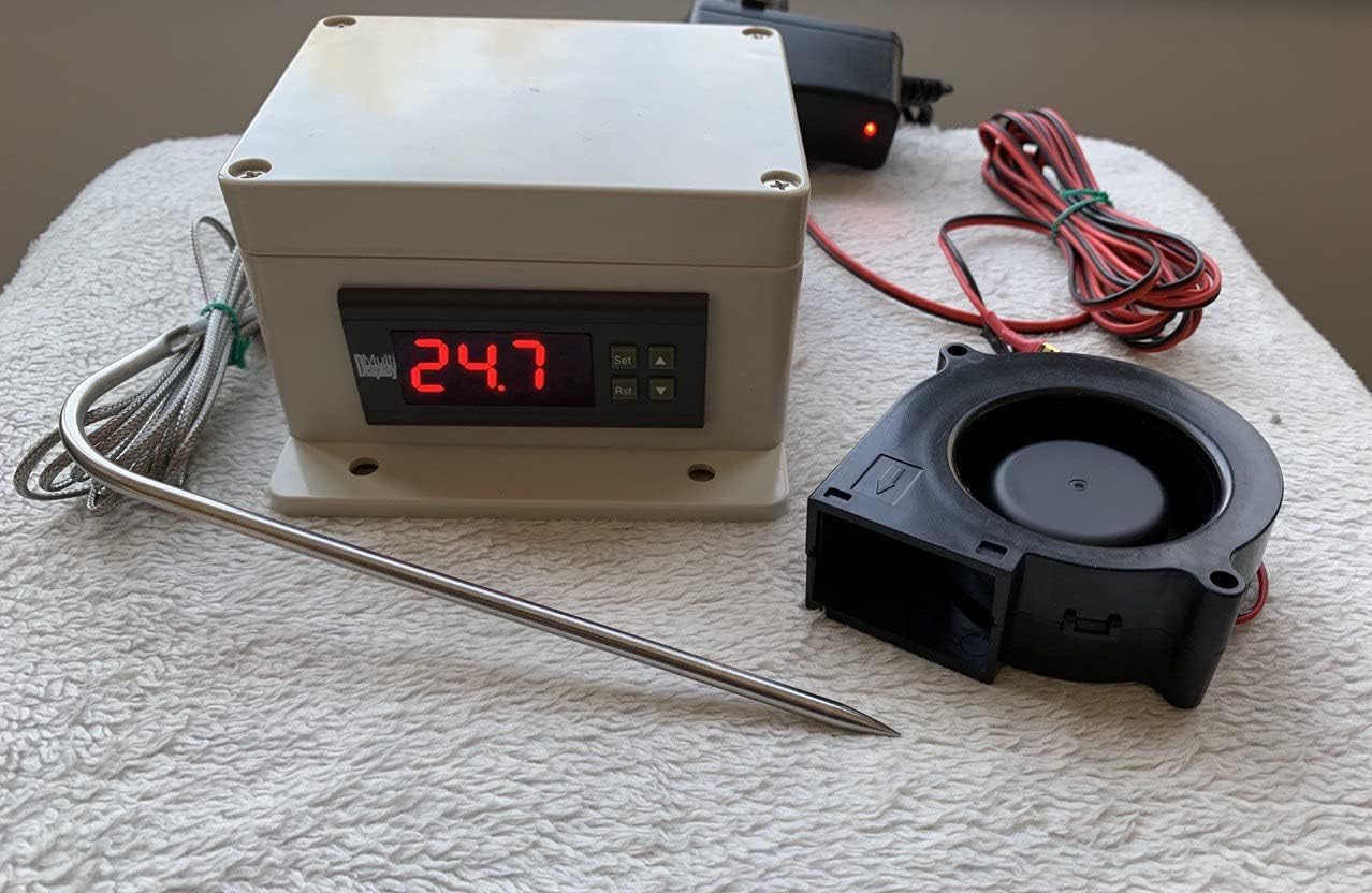 Charcoal BBQ Grill Smoker Plug and Play Outlet 12VDC Temperature Controller+Fan 12VDC+Timer