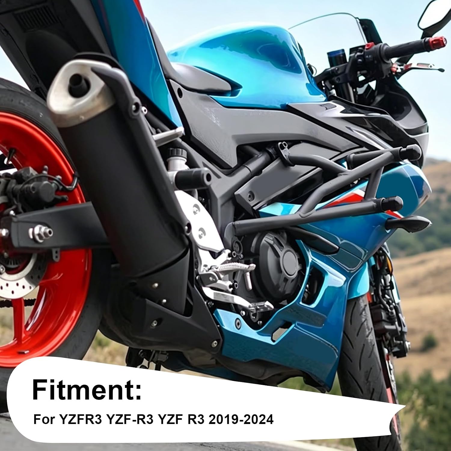 Motorcycle Highway Crash Bars Compatible with Yamaha YZF R3 YZF-R3 2019-2024 Engine Guard Bumper Falling Protection