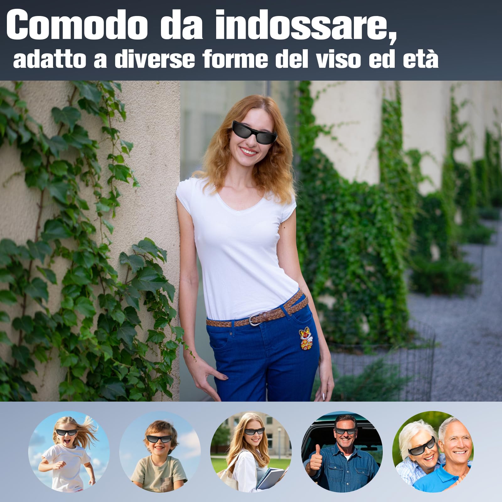 Occhiali da Sole Action Camera, Occhiali sportivi con telecamera HD1080P, Registratore Video Esterno con Scheda MicroSD 16GB, Ideale per Campeggio, Escursioni, Pesca e Attività Outdoor