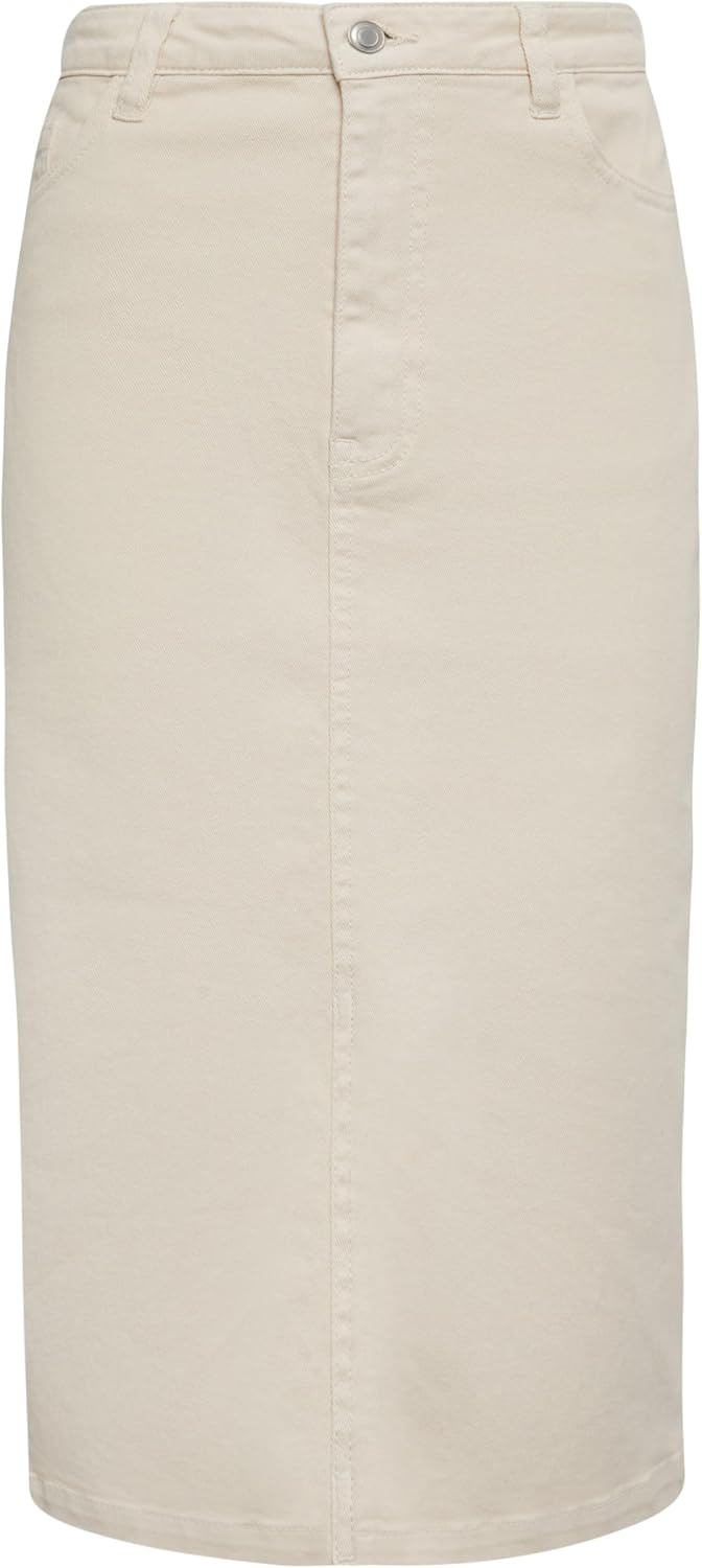 M&Co Womens Denim Midi Skirt Cream