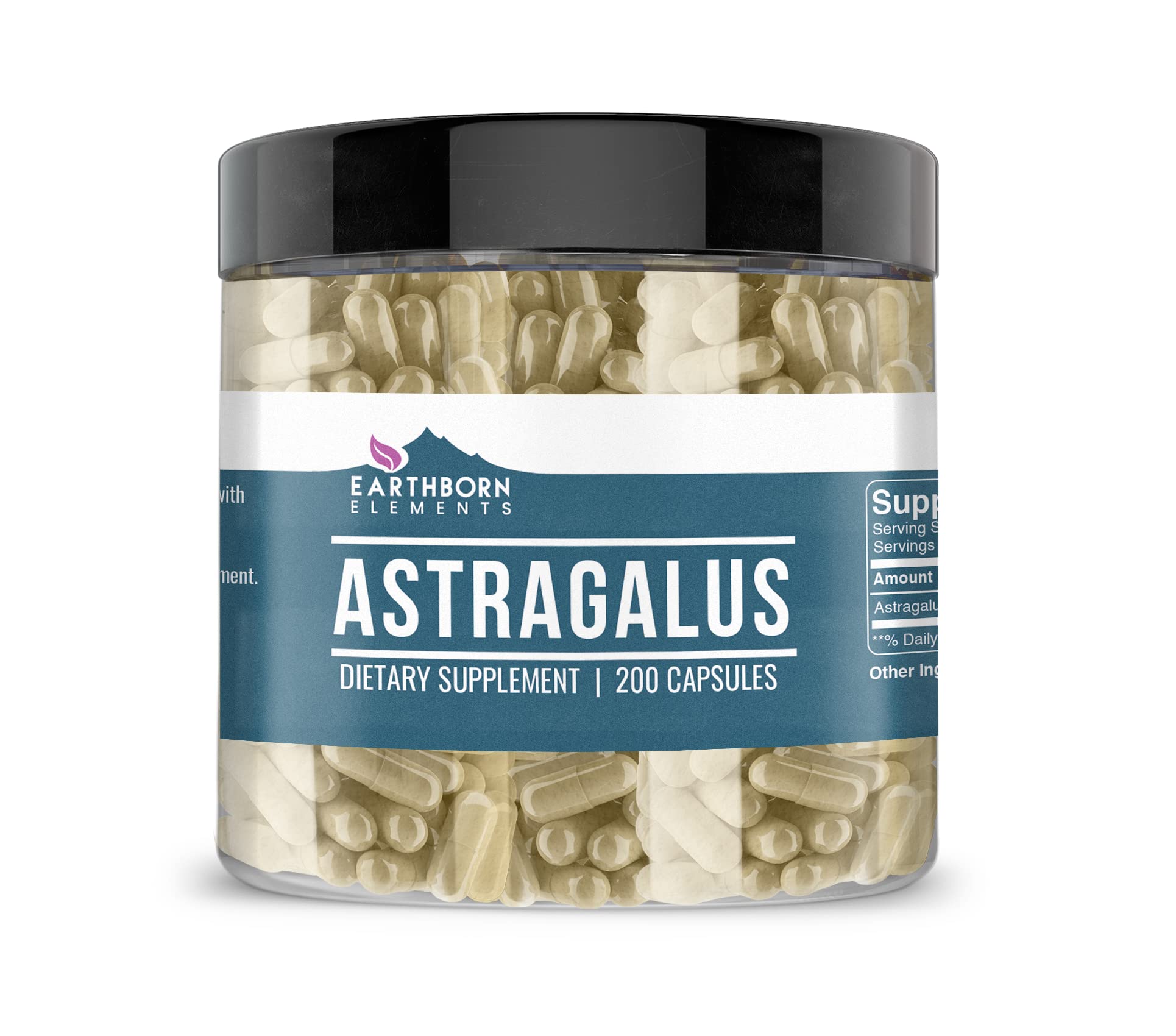 Earthborn Elements Astragalus Extract 200 Capsules, Pure & Undiluted, No Additives