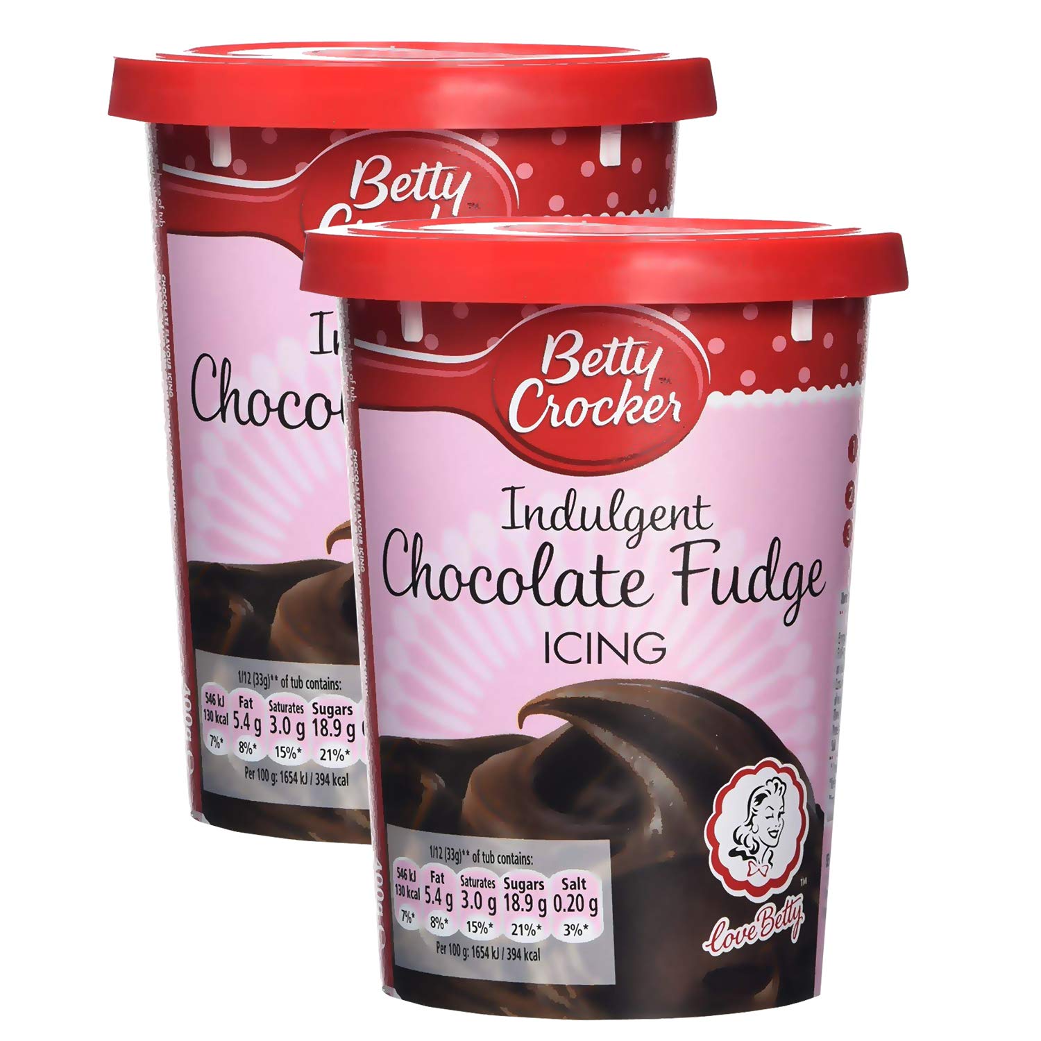 Betty Crocker Indulgent CHOCOLATE FUDGE Icing 2x 400g (800g) - Schokoladen Toffee Kuchenglasur