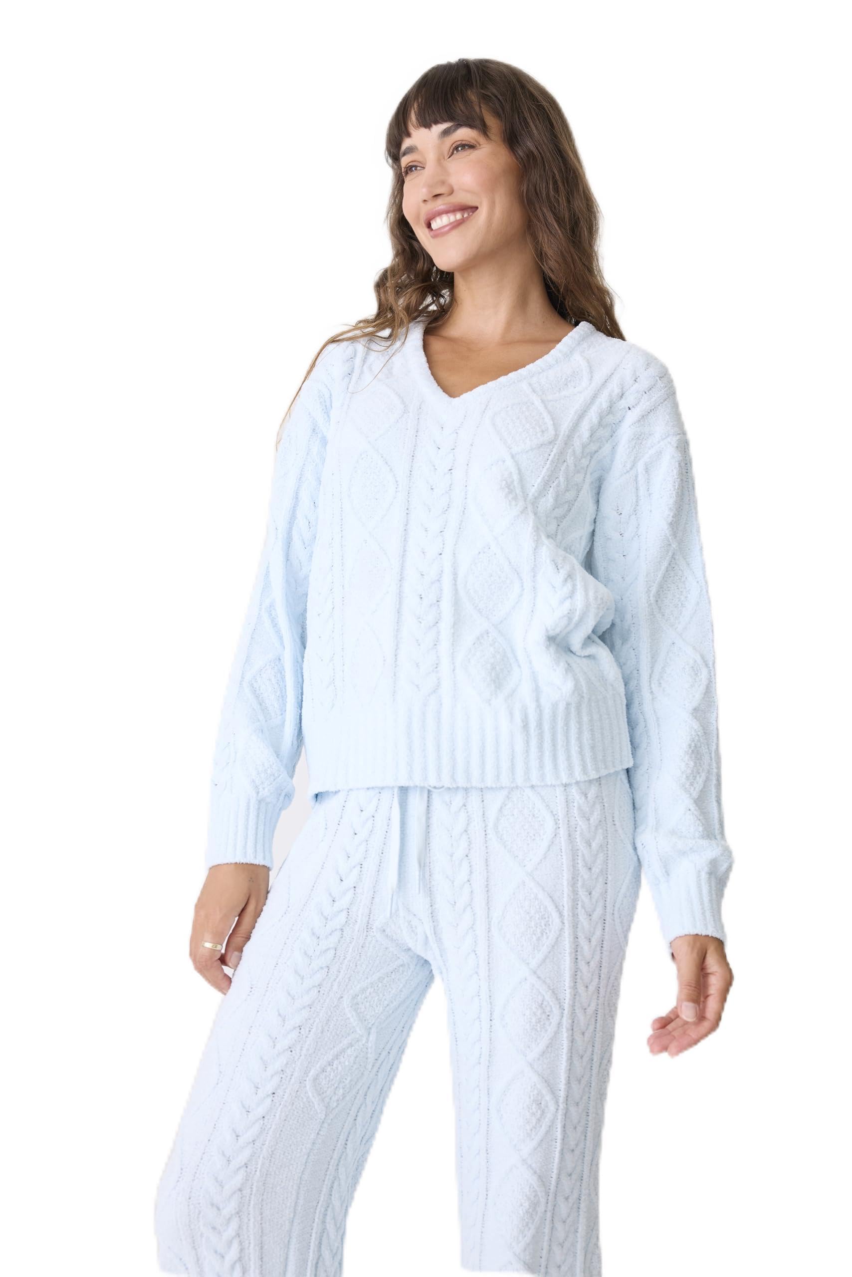 P.J. Salvage Women's Cable Crew Lounge Long Sleeve Sweater Top