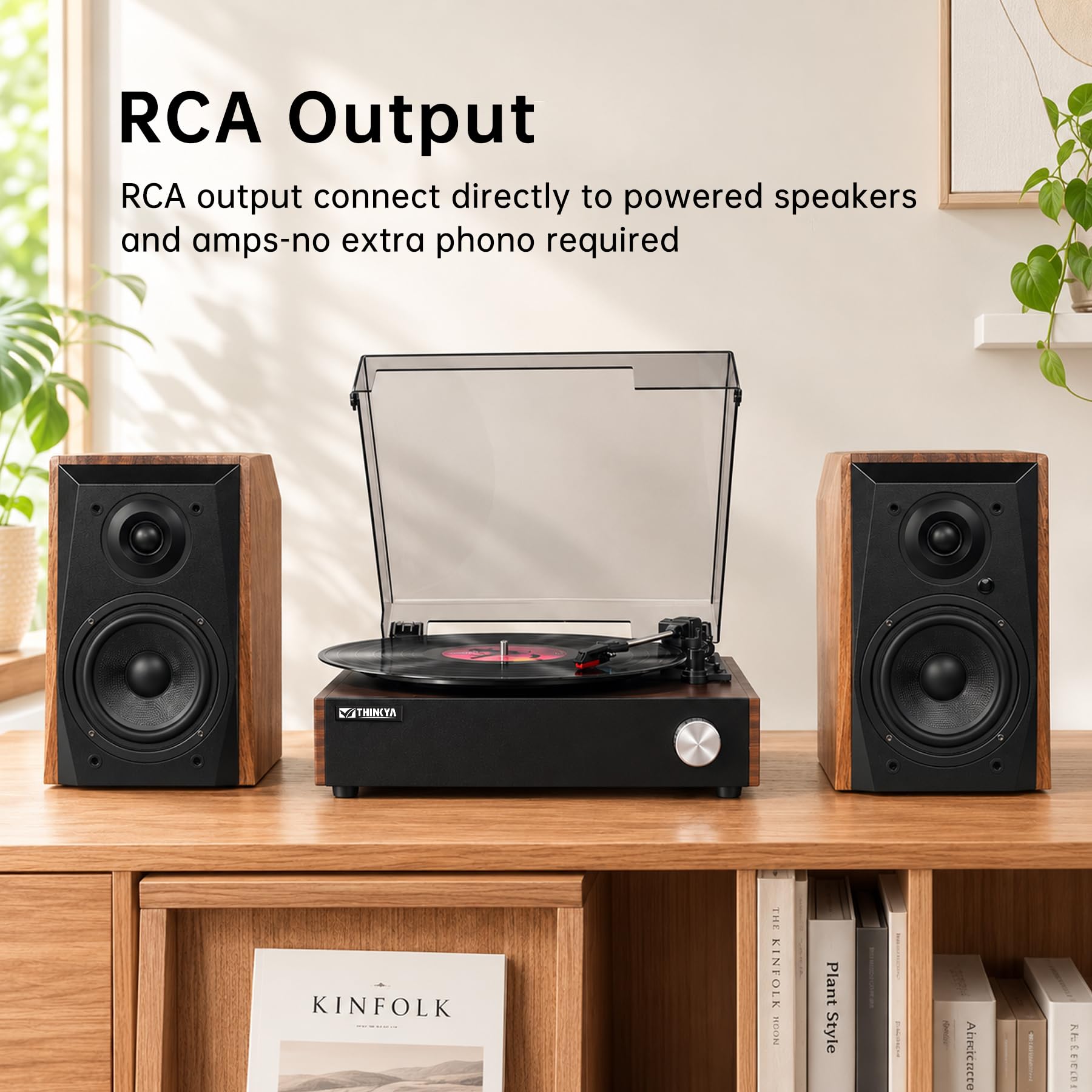 Odtwarzacz płyt winylowych z wbudowanymi głośnikami, gramofon Bluetooth z napędem pasowym Hi-Fi, do płyt winylowych, 3-biegowy odtwarzacz retro vintage z automatycznym zatrzymaniem, stabilne ramię