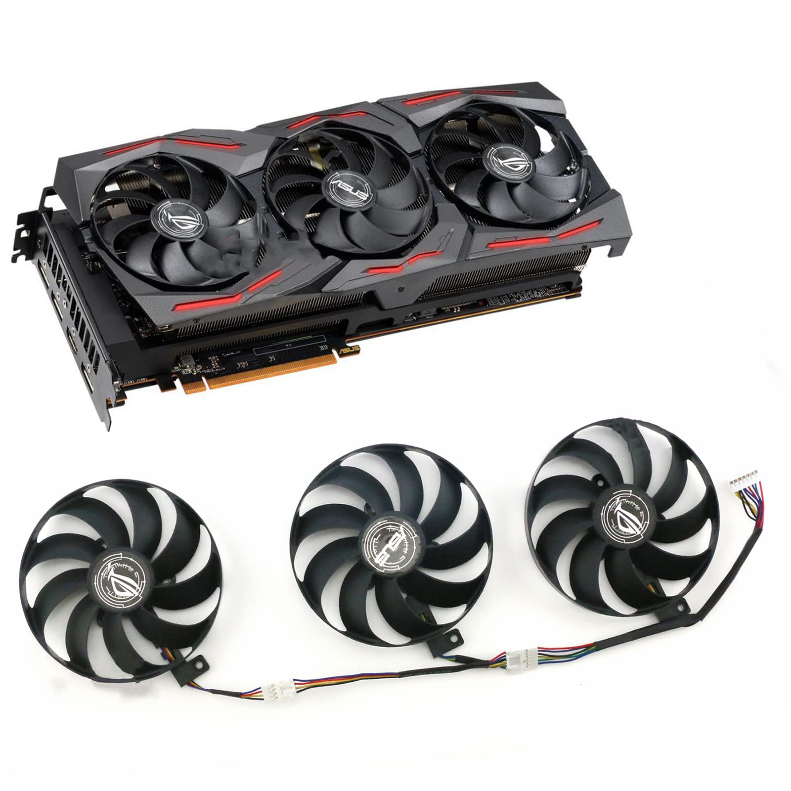 Ventilateur de refroidissement pour carte graphique T129215SU pour ASUS ROG RTX2060 2070S 2080ti RX5700XT Pièce de rechange (ventilateur gauche + milieu + droit)