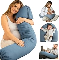 Vista 1 de Pregnancy Pillow 5-in-1 Adjustable Shape, Cooling Fabric Beanbag Style Microbead, O-Shape for Nursing, 5-Point Full Body Support for Side