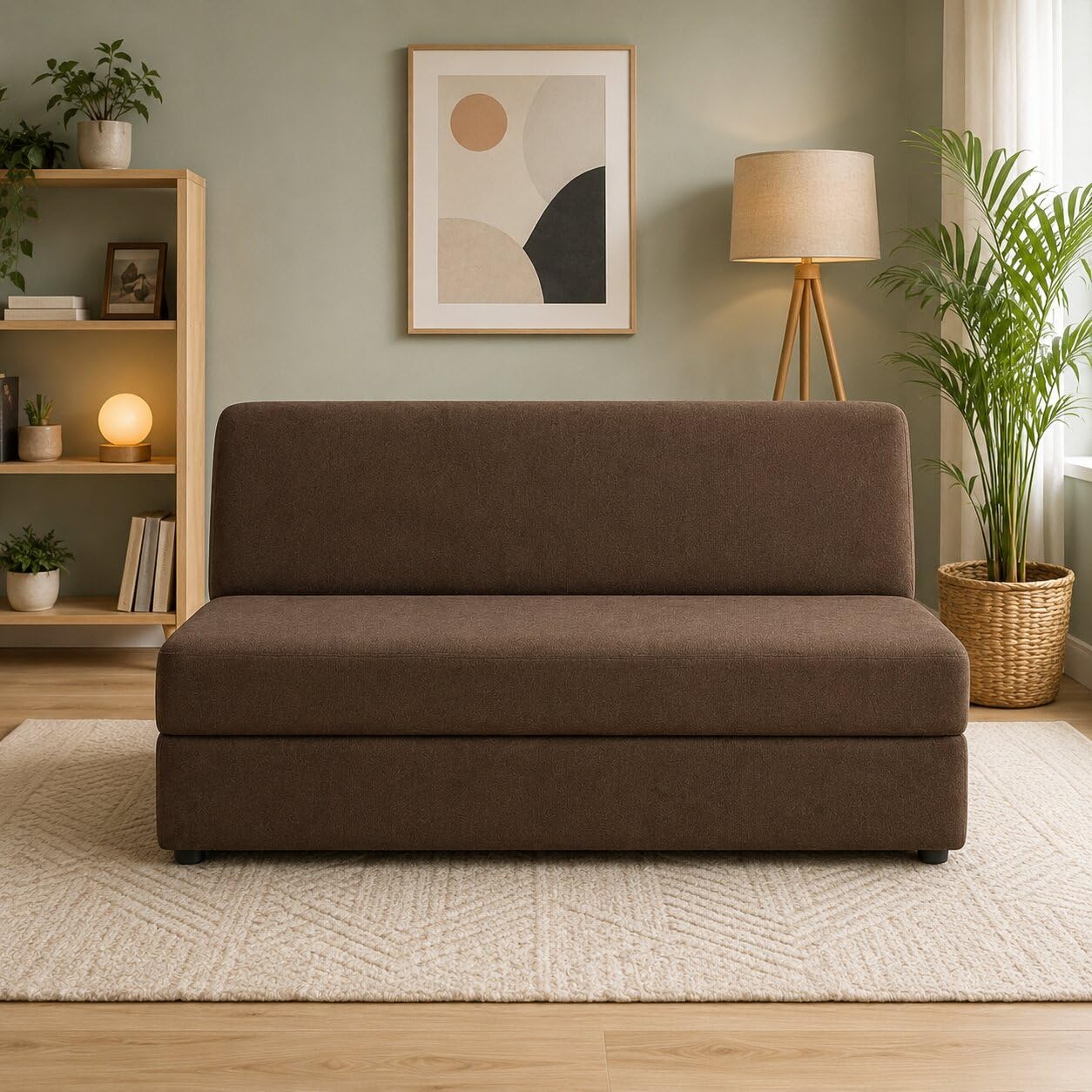 Modern Foldable Sofa Bed – 2-Seater Convertible Floor Couch with Premium EPE Foam | Brown-image-13