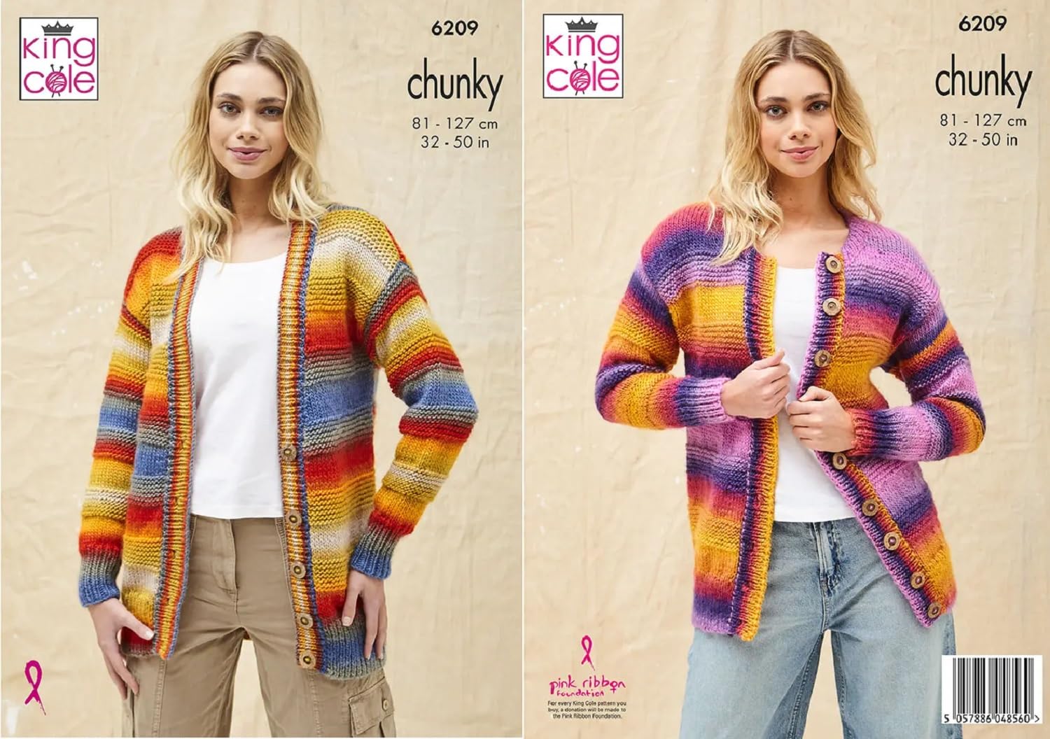 King Cole Knitting Pattern Ladies Chunky Button Up Jacket Cardigans (6209)
