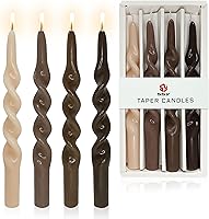 Vista 66 de Velas cónicas en espiral sin perfume, color blanco, 4 velas trenzadas de 7.5 pulgadas, hechas a mano, para cena, boda, decoración del hogar