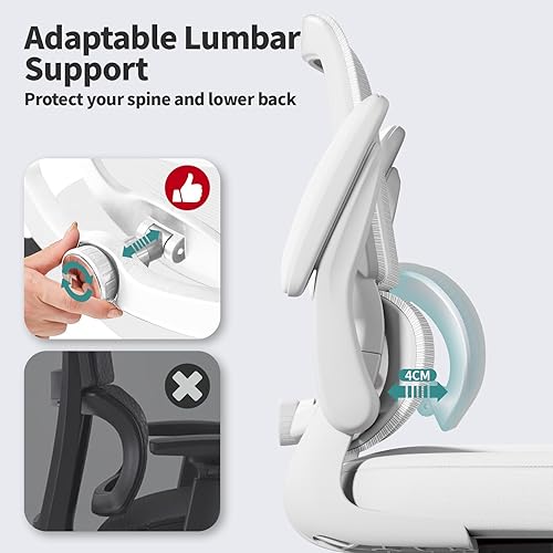 Miniatura 4 de Silla de oficina  Silla de escritorio ergonómica con soporte lumbar ajustable, silla de computadora de malla, silla ejecutiva para oficina en casa,