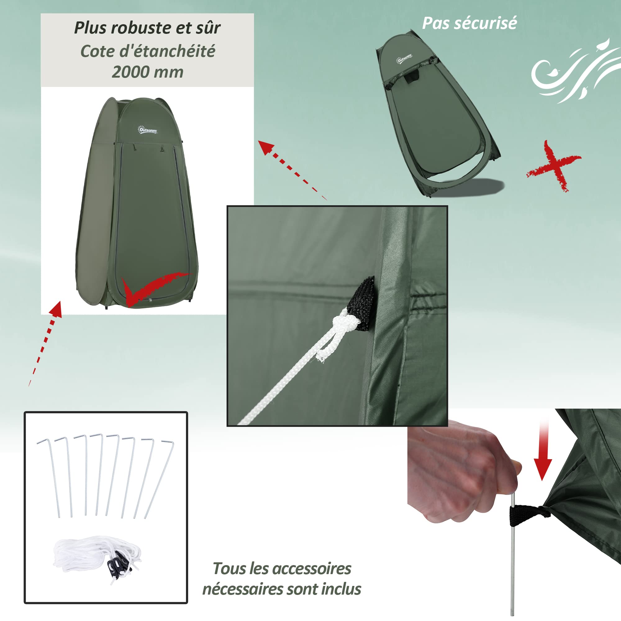 Tente de Douche Pliable Pop-up Automatique instantanée Cabinet de Changement Camping Polyester