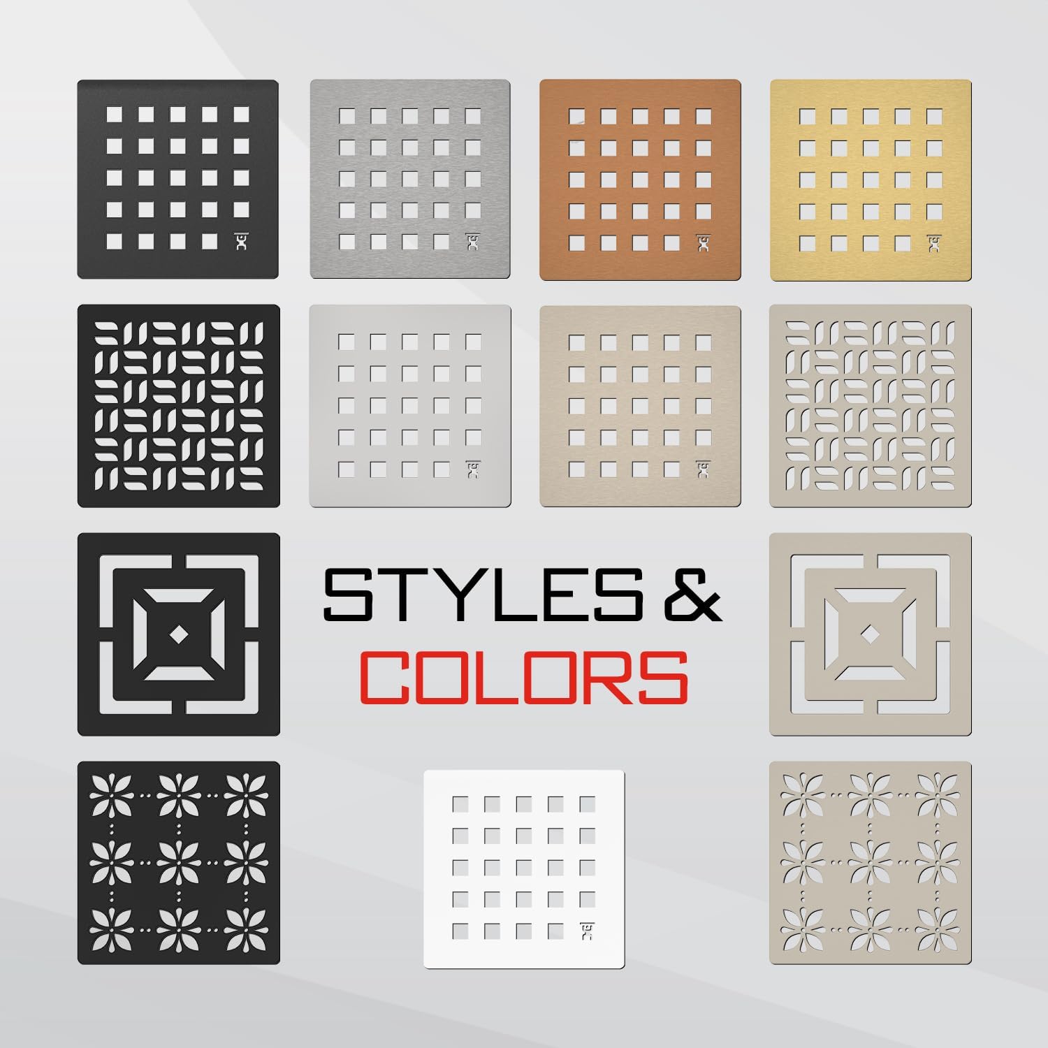 GURU USA Evo Lite Spring Square Stainless Steel Shower Drain with ABS Base & Hair Strainer, Bathroom Accessories for Shower Floor Drainage, Square Nero