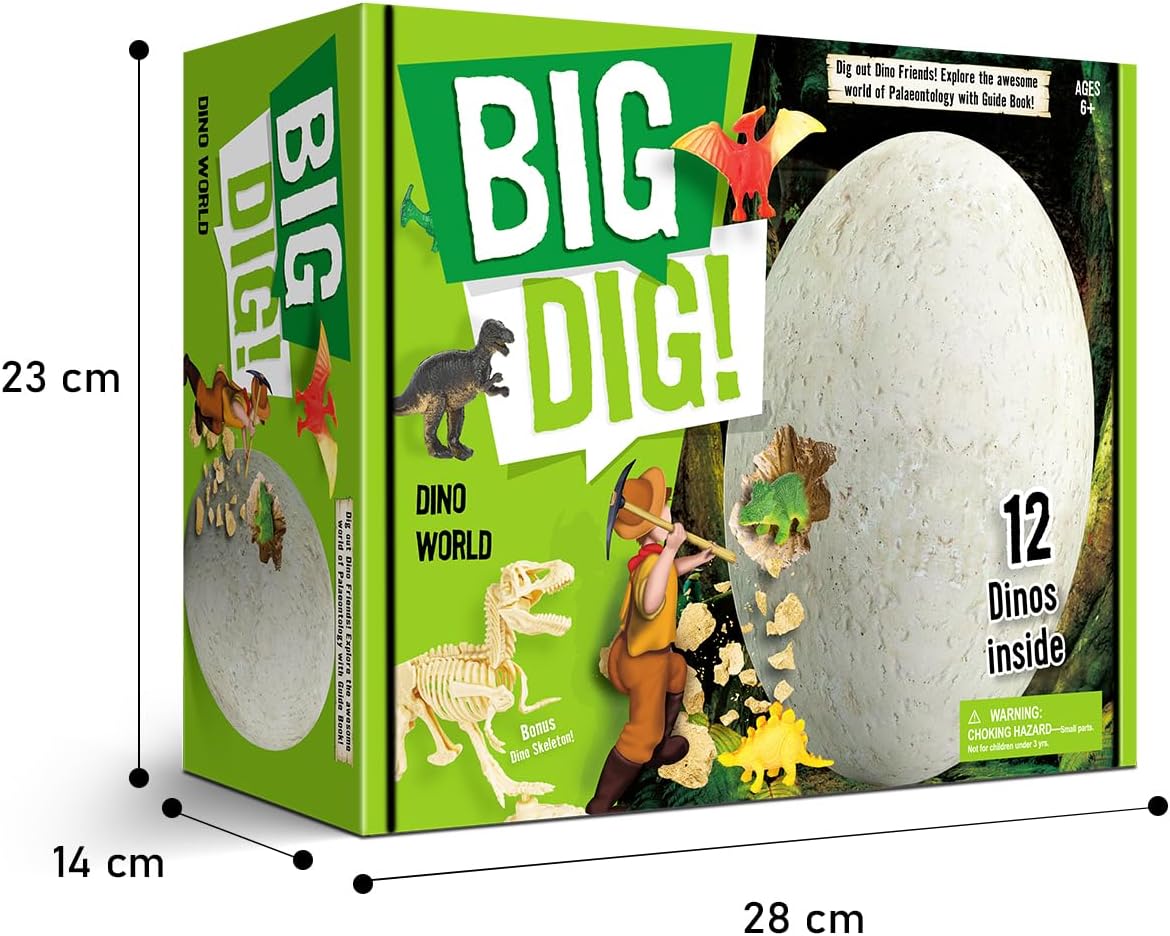 Big Dig Dinosaur Excavation Kit, 12 Dinosaur Figures with Digging Tools, Educational STEM Toy, Ages 6+