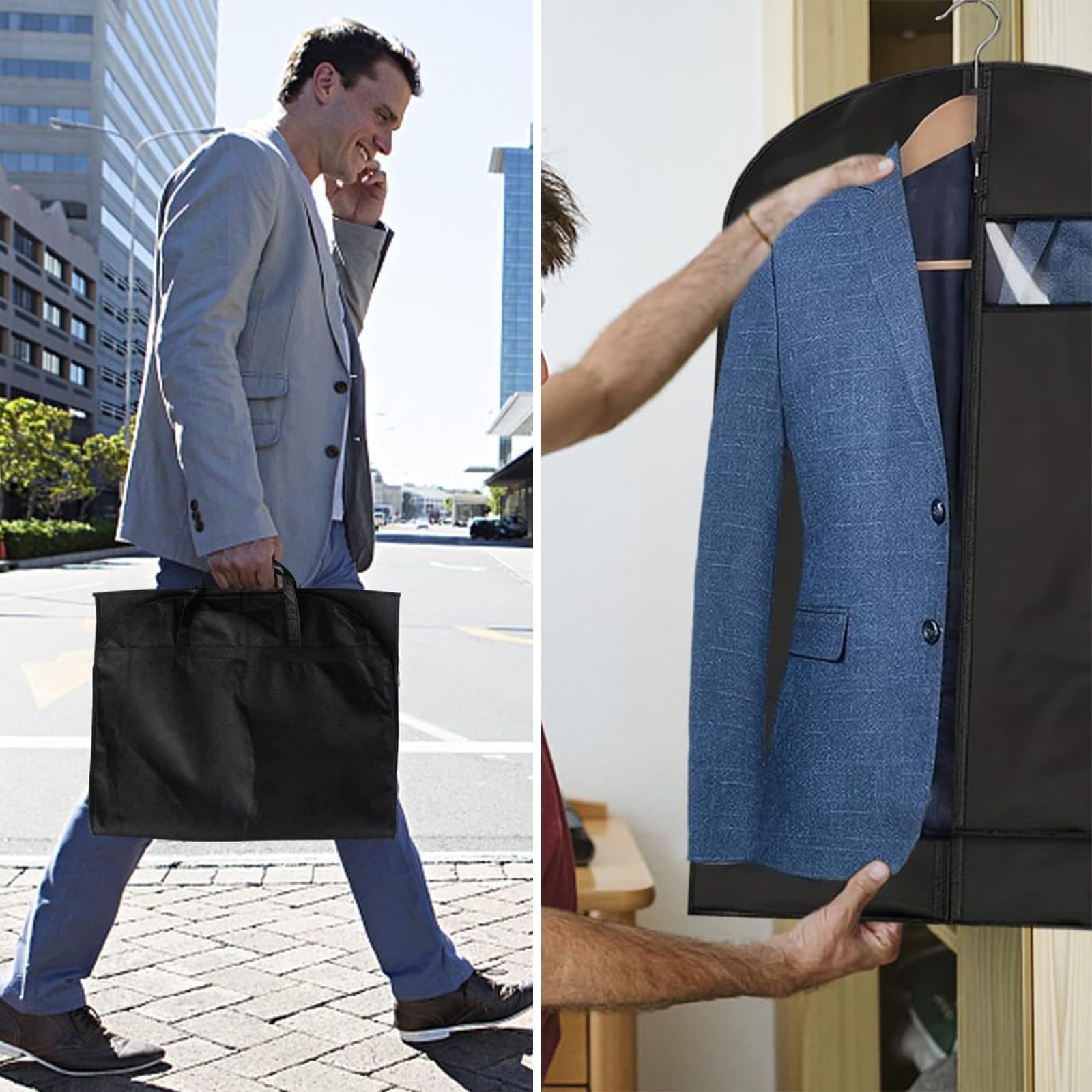 Borse Porta Abiti - 2 Pezzi Antipolvere 100x60cm Per Viaggi - Foto 11