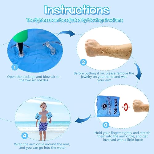 Miniatura 7 de Paquete de 6 flotadores de brazo de natación, brazo de PVC flotante inflable para niños y adultos