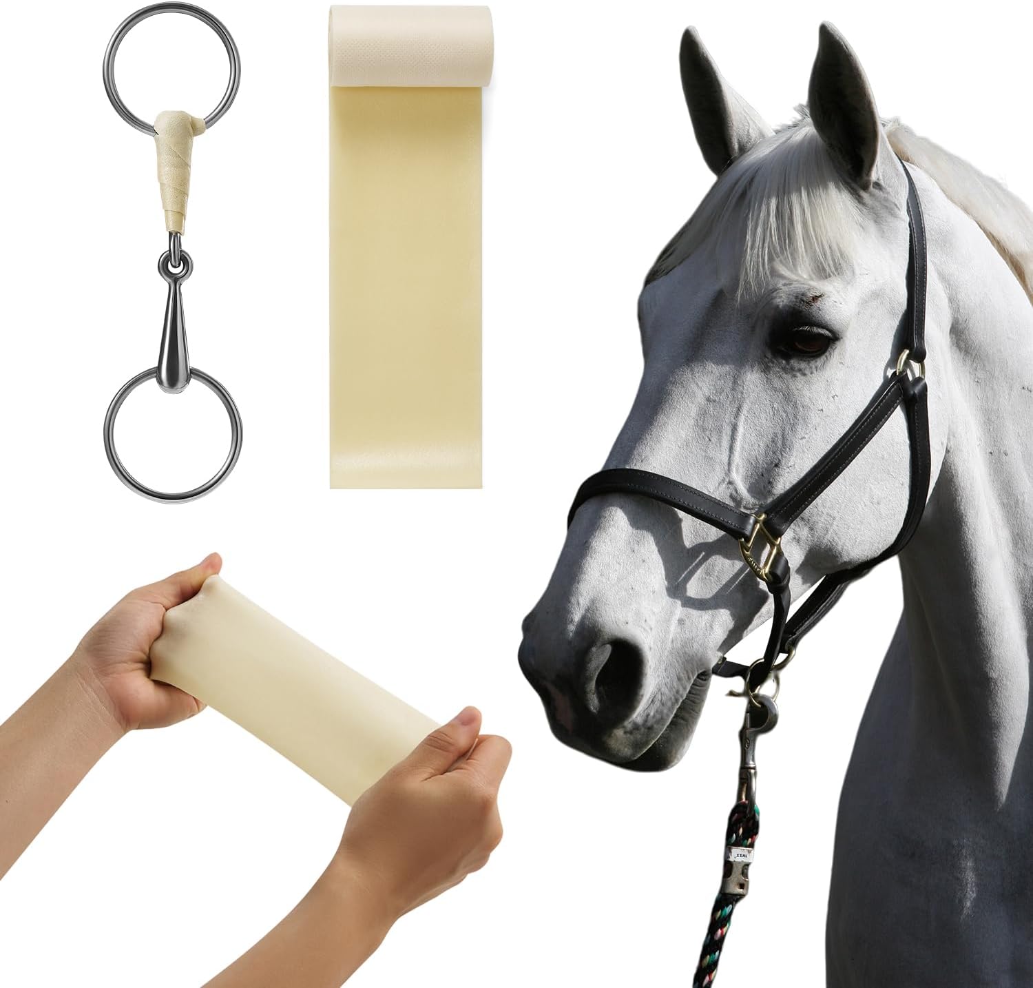 Latex Horse Bit Wrap 100% Pure Natural Latex Ultimate Horse Bit Protector Self-Adhering Horse Bit Wrap for Equines Equestrian Elastic Horse Bit Care Equine Supplies Bit Shielding Bit Bandage Tape