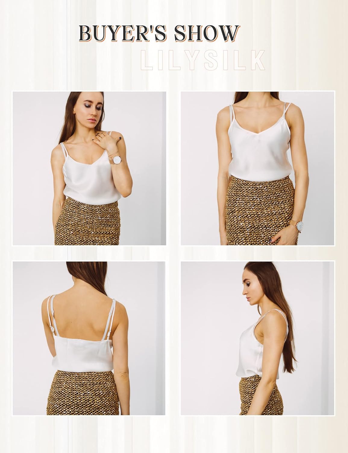 LilySilk Womens Silk Camisole 100% 19MM Mulberry Silk Basic Tank Tops Summer Casual Classic Top Loose - Image 7