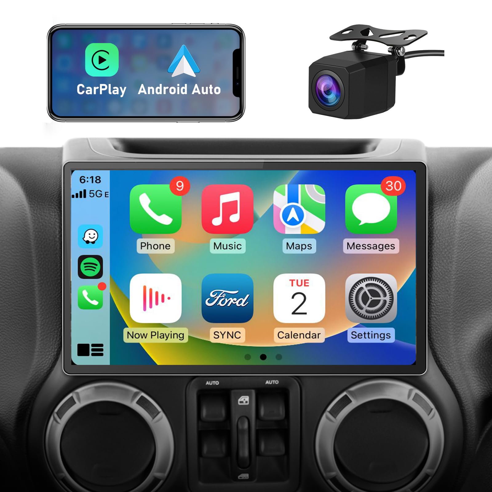 11.5 Inch Car Stereo Radio for Dodge RAM 1500 2500 3500 2009 2010 2011 2012 Jeep Wrangler JK 2007-2018 Android 12 Wireless CarPlay Android Car