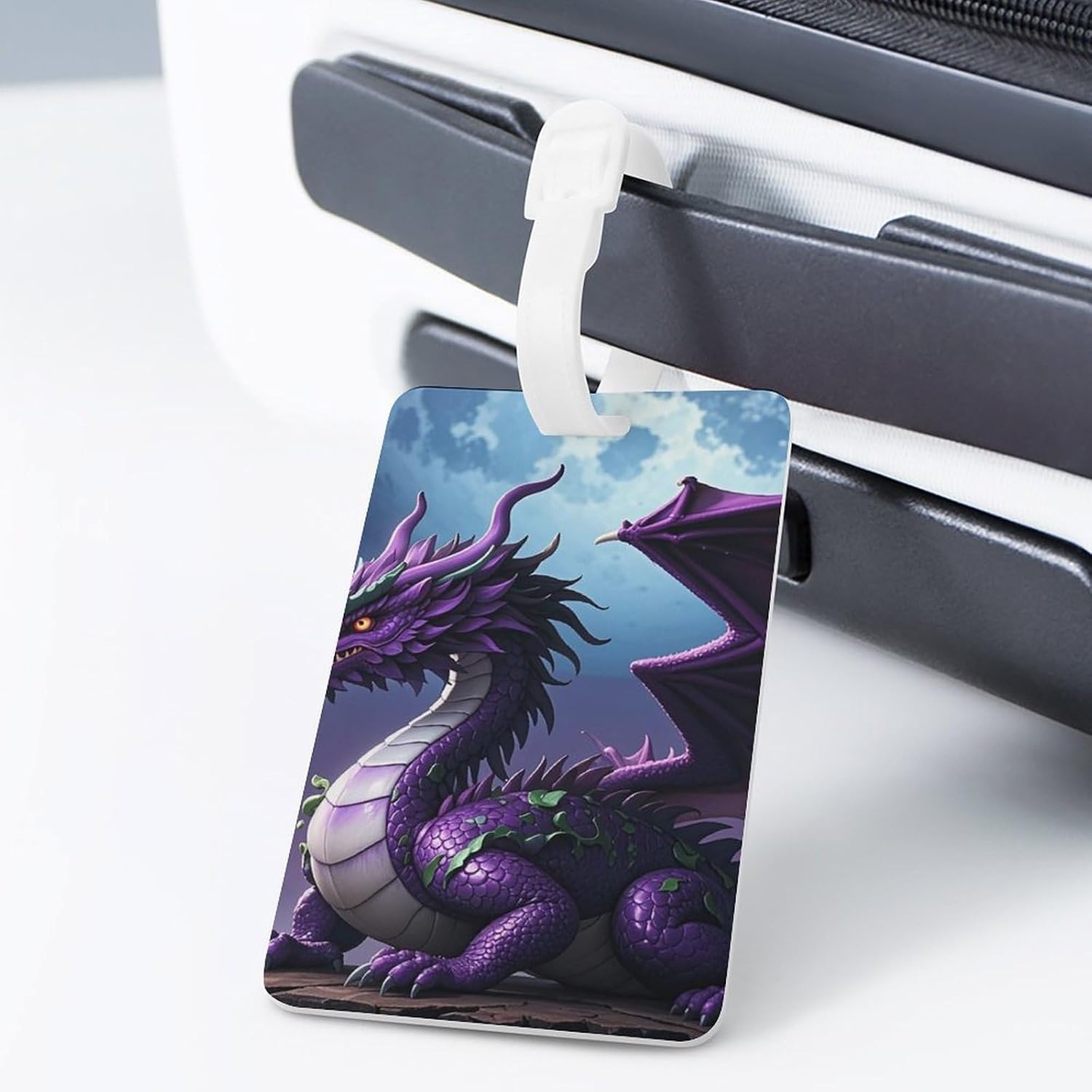 Purple Dragon Moon Luggage Tag with Name ID Card for Suitcase image 3