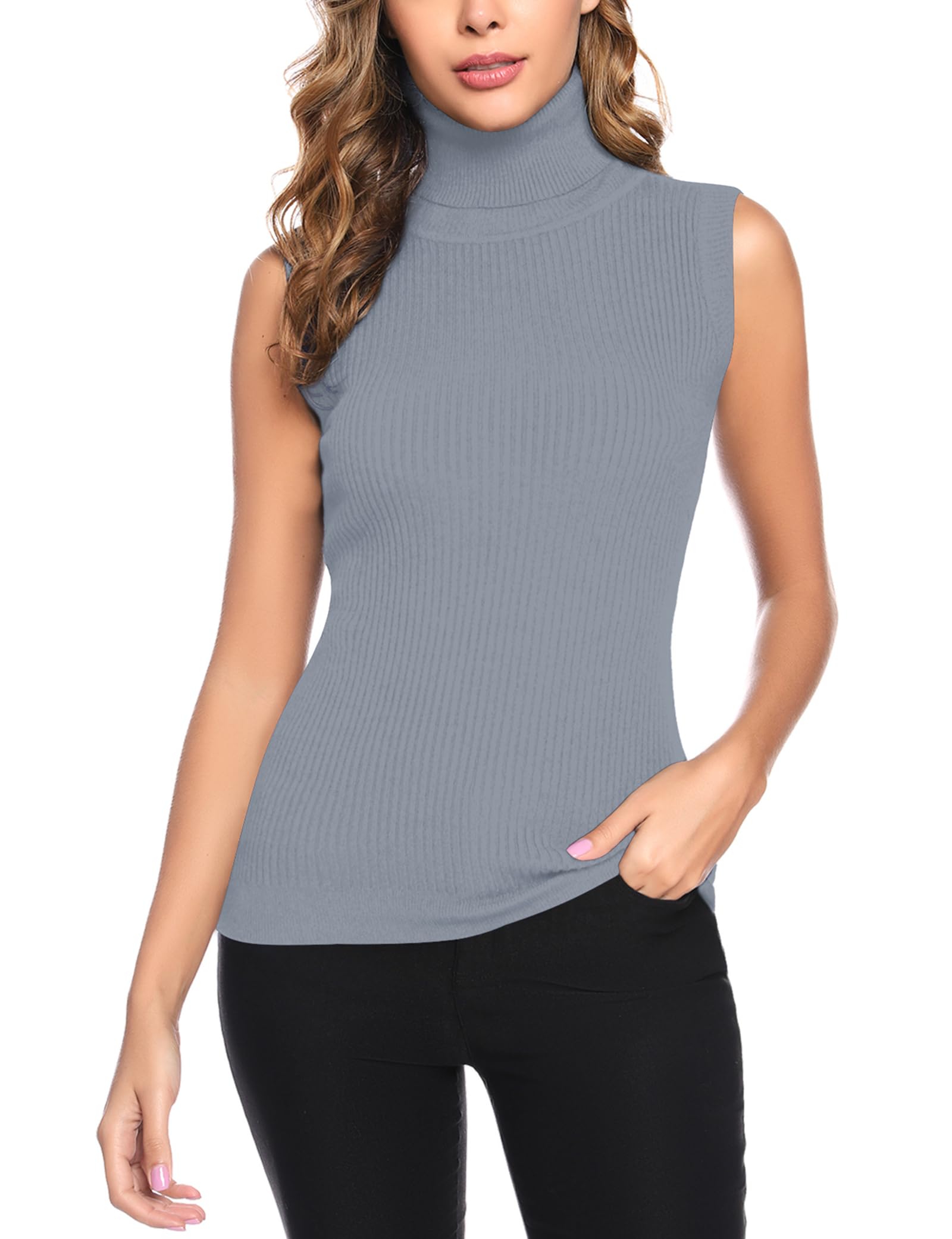 Totatuit Women Sleeveless Turtleneck Tops Sweater Vest Office Work Attire