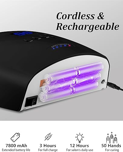 Miniatura 4 de Lámpara de uñas LED UV, secador de esmalte de gel inalámbrico para manicura de gel profesional - negro