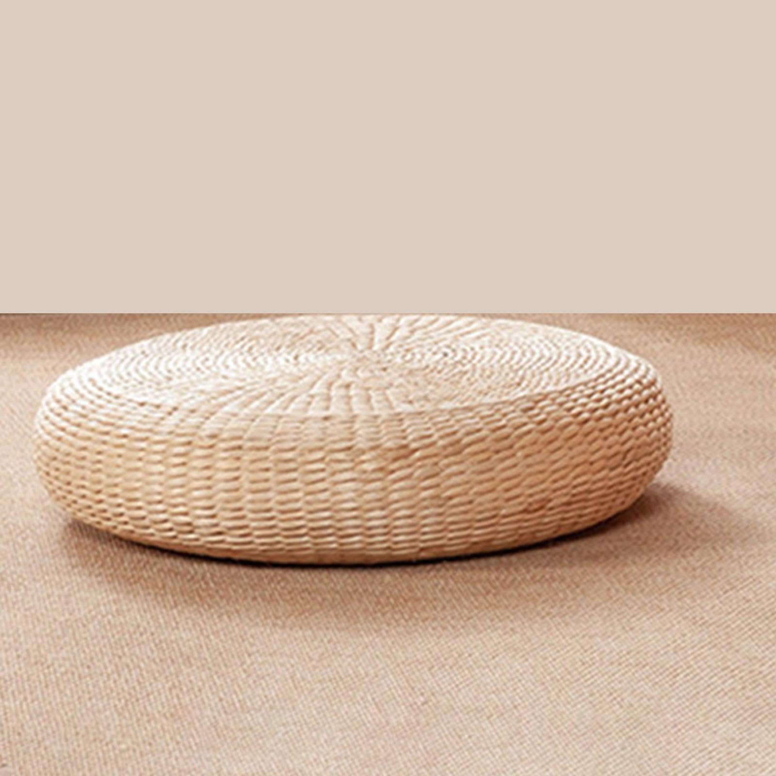 Baoblaze 2X Sitting Pillow Straw Meditation Cushion Mat Comfortable Woven Straw Floor Cushion for Decoration Hotel Balcony Farmhouse