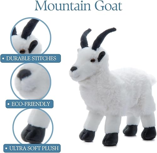 Miniatura 9 de The Petting Zoo Peluche de cabra de montaña, regalos para niños, animales del zoológico Wild Onez, juguete de peluche de cabra de 12 pulgadas