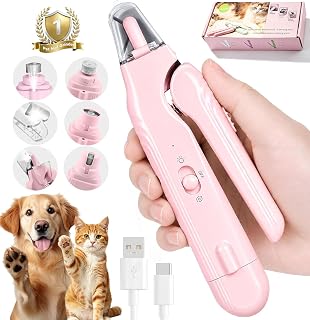 2-in-1 Dog Nail Grinder & Dog Nail Clipper for Sensitive Pets | Whisper-Quiet Claw Trimmer, with 2 LED Light & Safety Lock, Nail Clipping Collector Box, Painless Paws Grooming & Smoothing