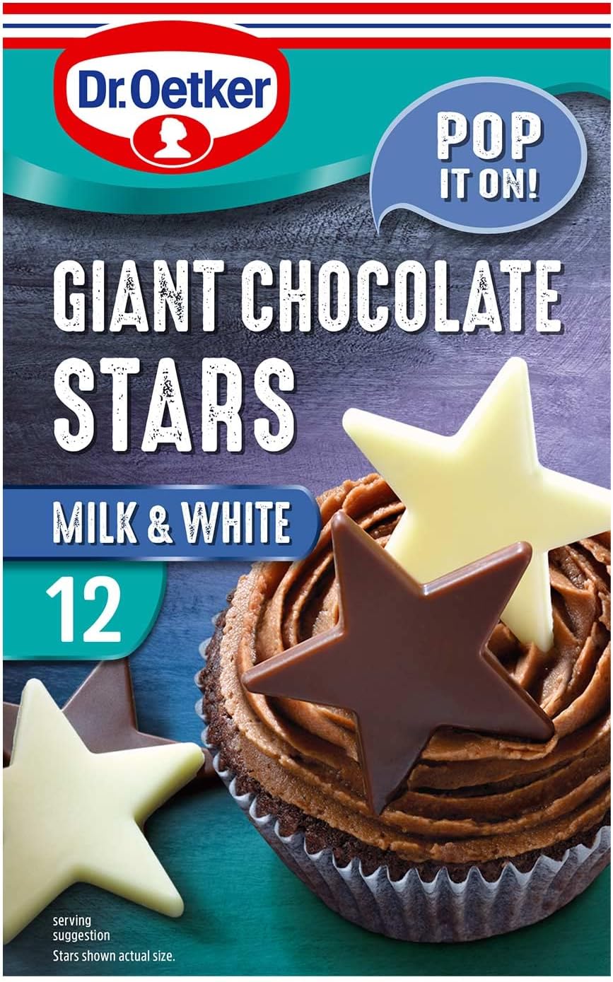Milk and White Giant Chocolate Stars, 20g