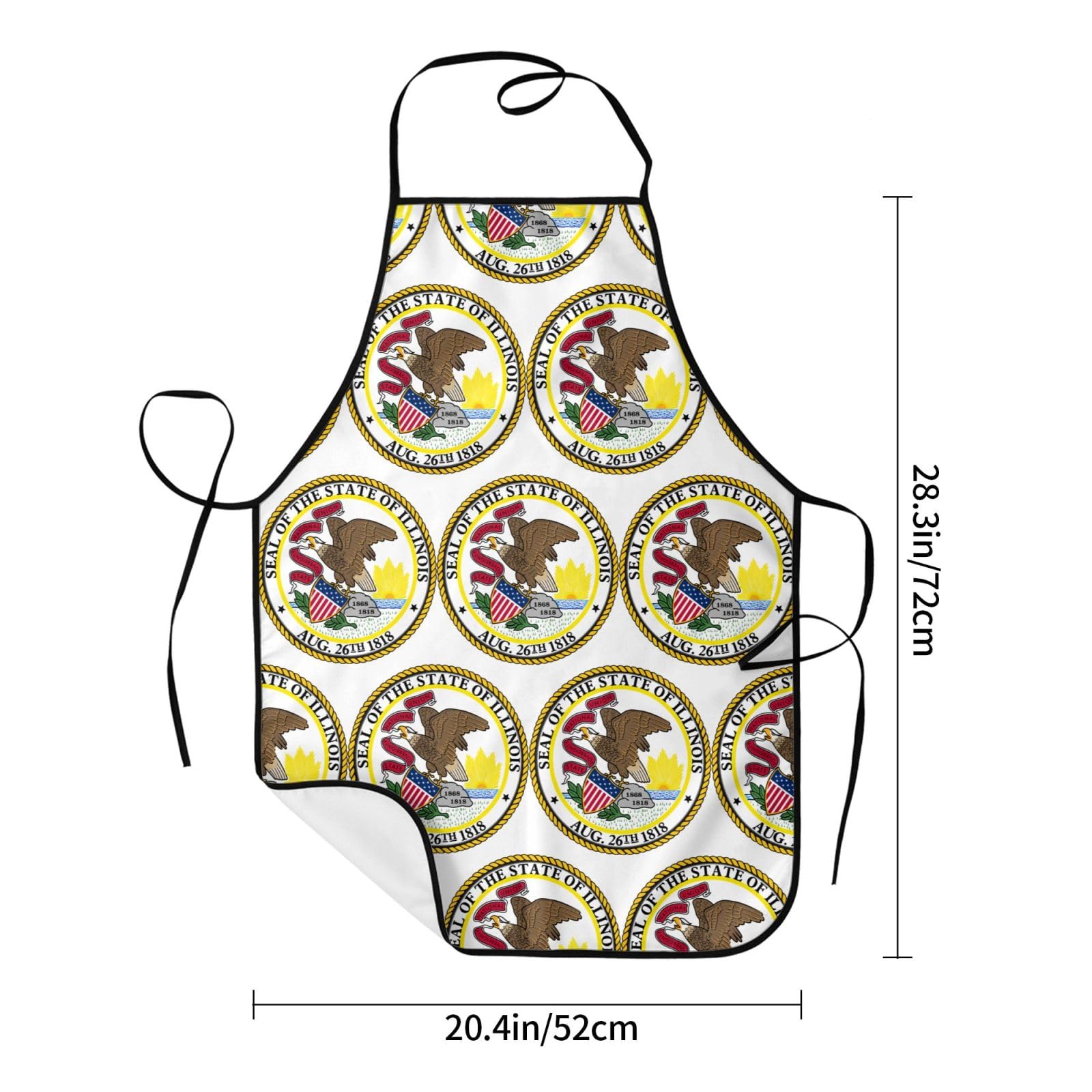 Tablier de cuisine unisexe avec emblème national de l'Illinois, doux et confortable pour homme et femme